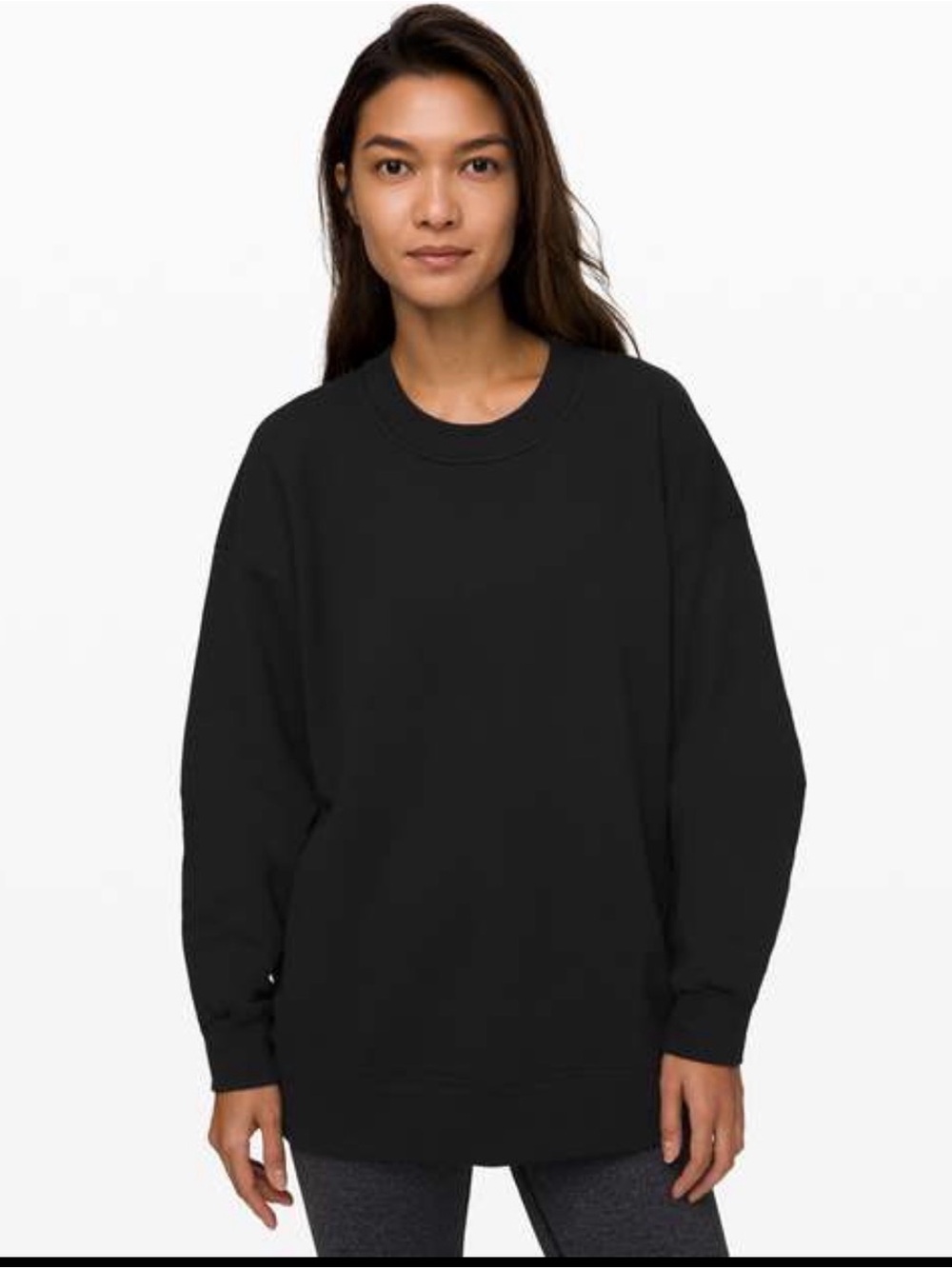 Lululemon Perfectly Oversized Crew Logo Black Size 8